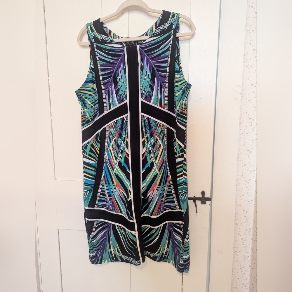 Nicole by Nicole Miller Multicolor Sleeveless Dress Geometric Size L